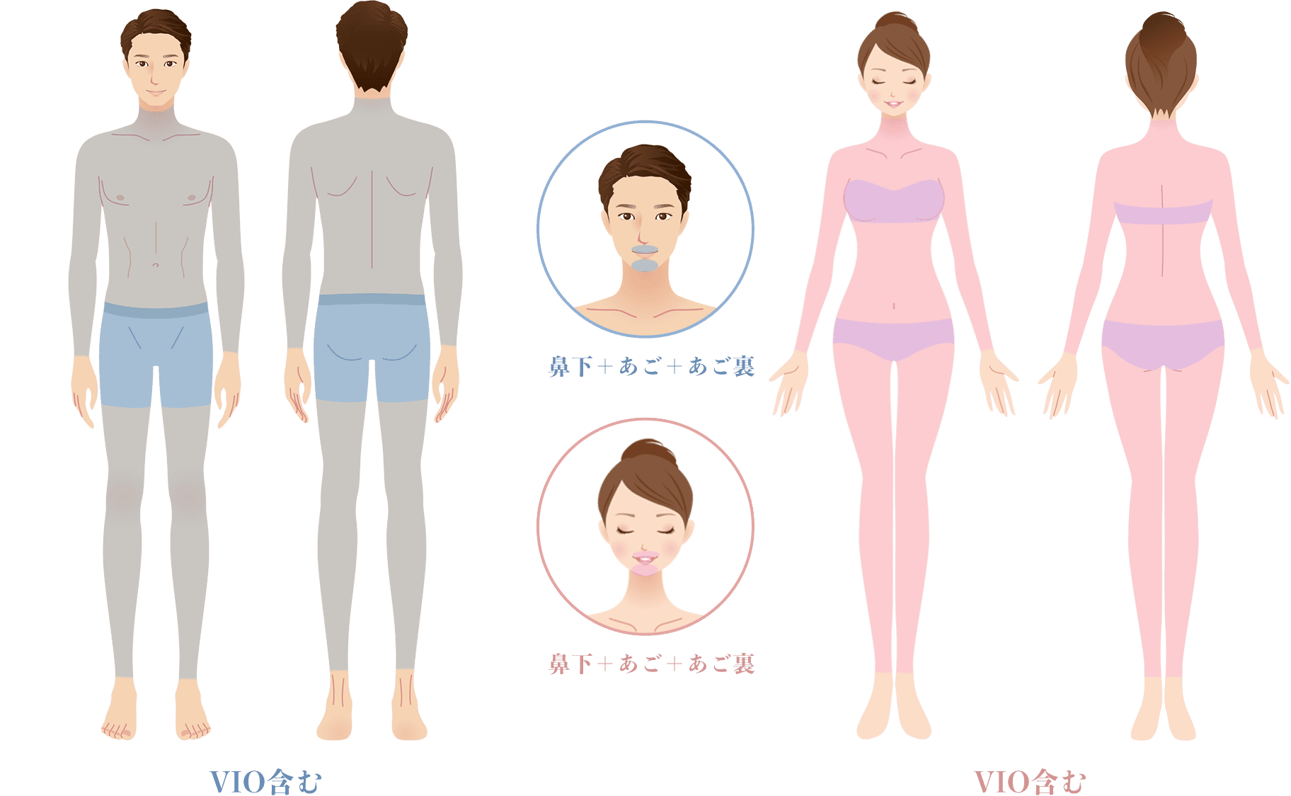 鼻下+あご+あご裏 VIO含む
